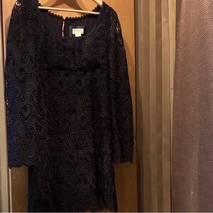 Anthropologie Maeve Black Lace Long Sleeve Dress